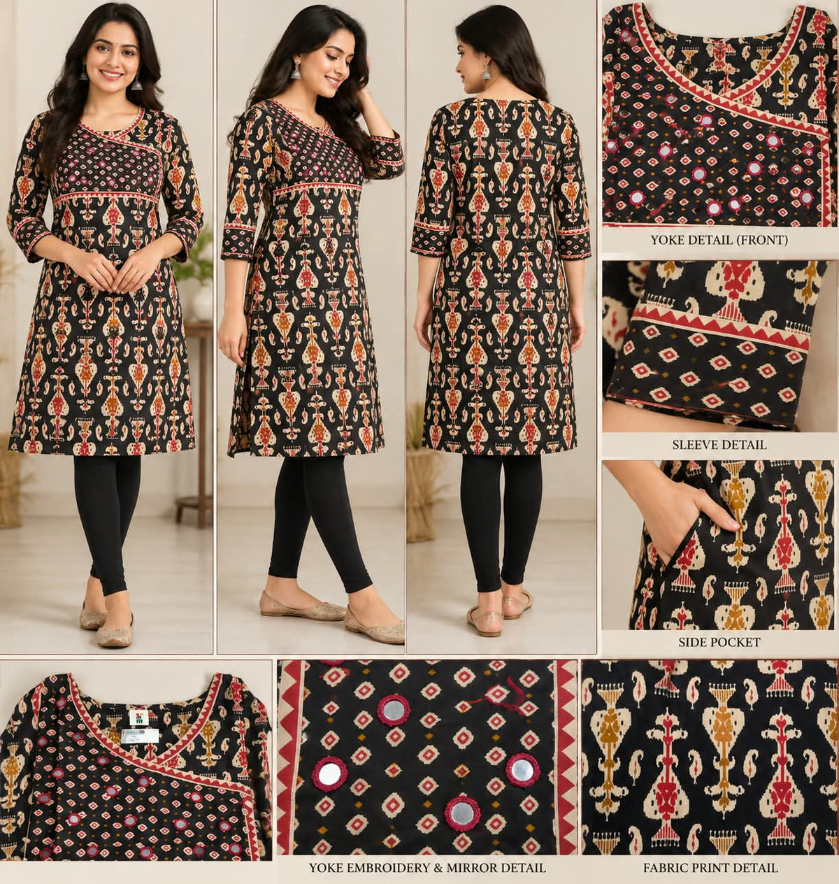 AJRAKH MIRROR KURTA