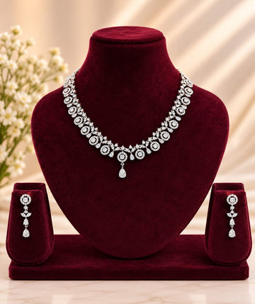 American Diamond Choker Necklace With Earrings