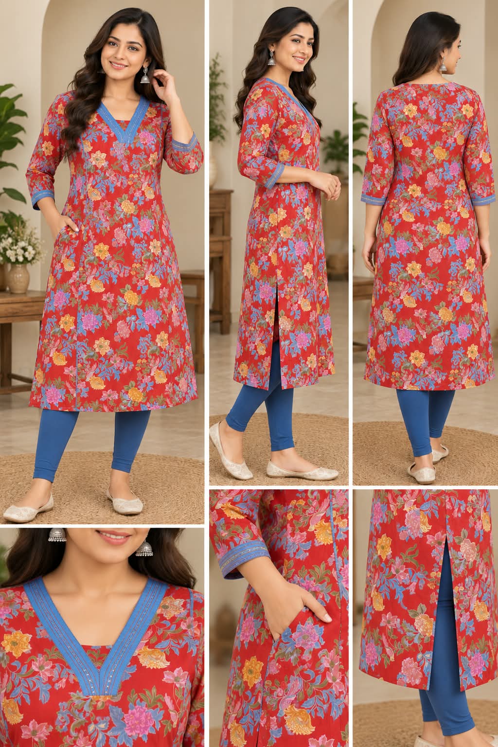ANVITA CRIMSON FLORAL KURTA