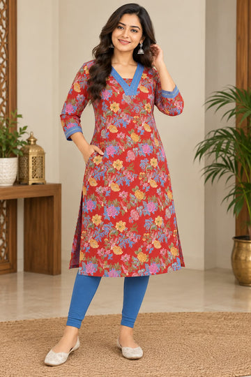ANVITA CRIMSON FLORAL KURTA