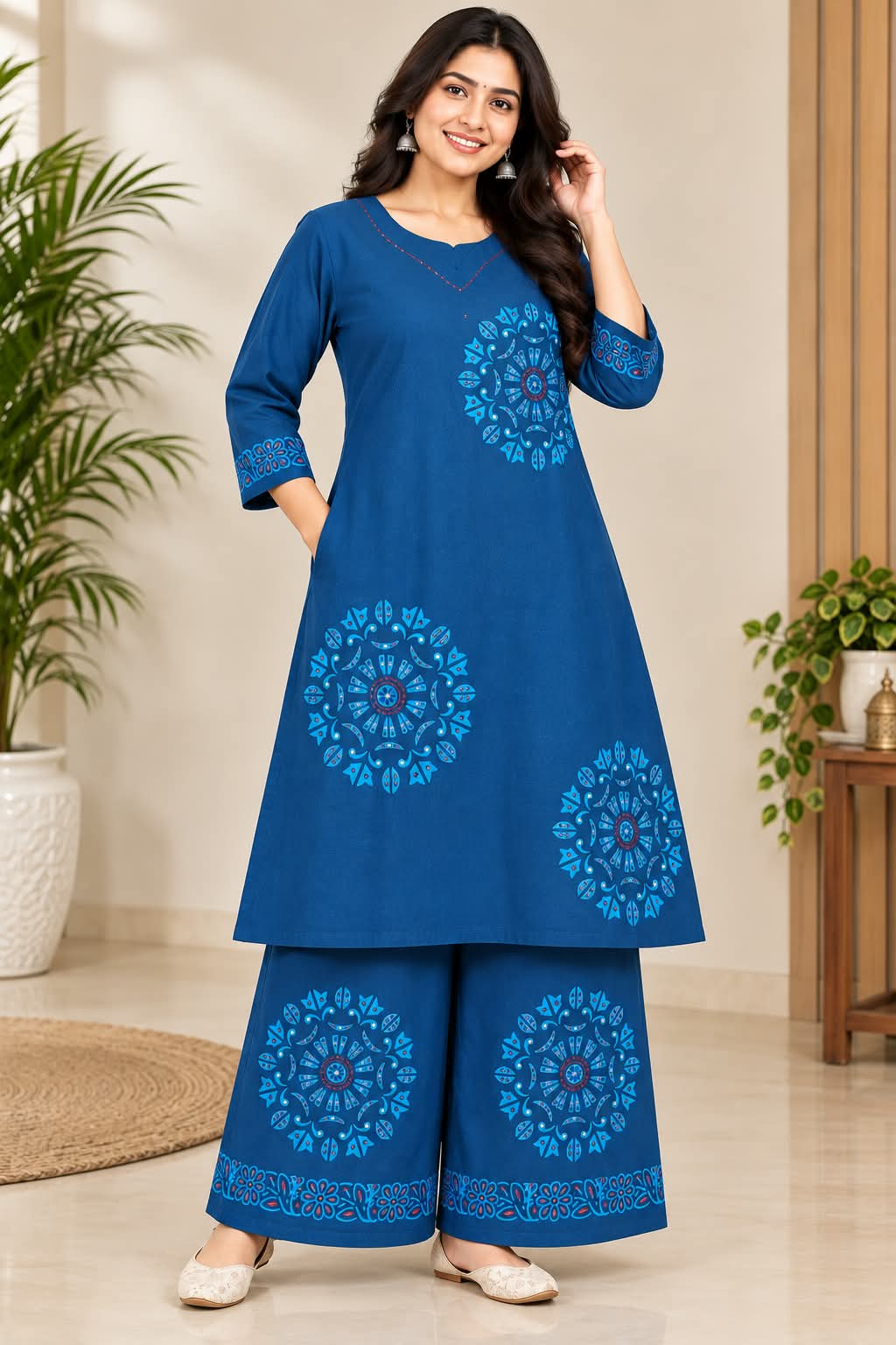 PEACOCK BLUE COTTON CO ORD SET