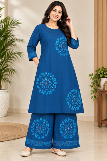 PEACOCK BLUE COTTON CO ORD SET