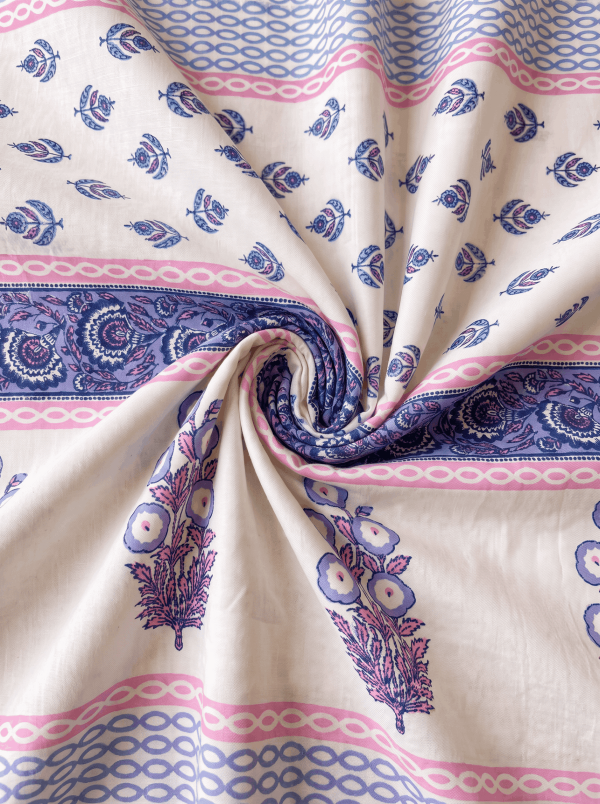 Blue Floral Jaipur Cotton Bedsheet With 2 Pillow Covers  Size-93x108 Inch