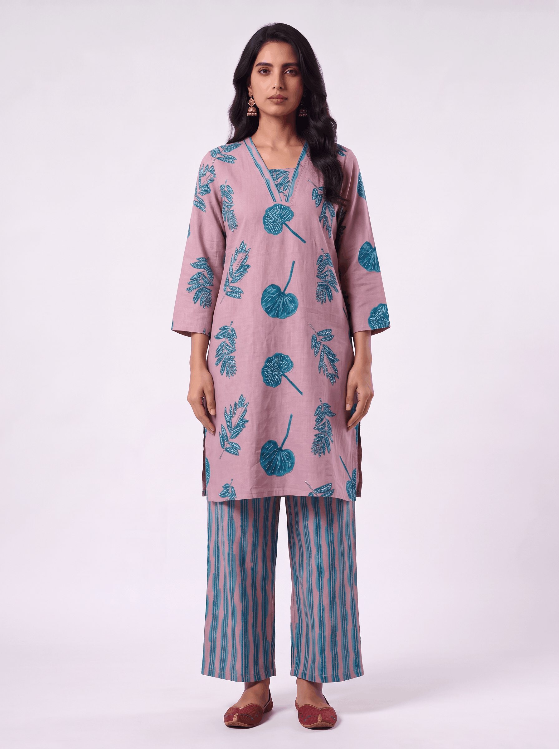 Blush And Teal Cotton 2 Piece Set