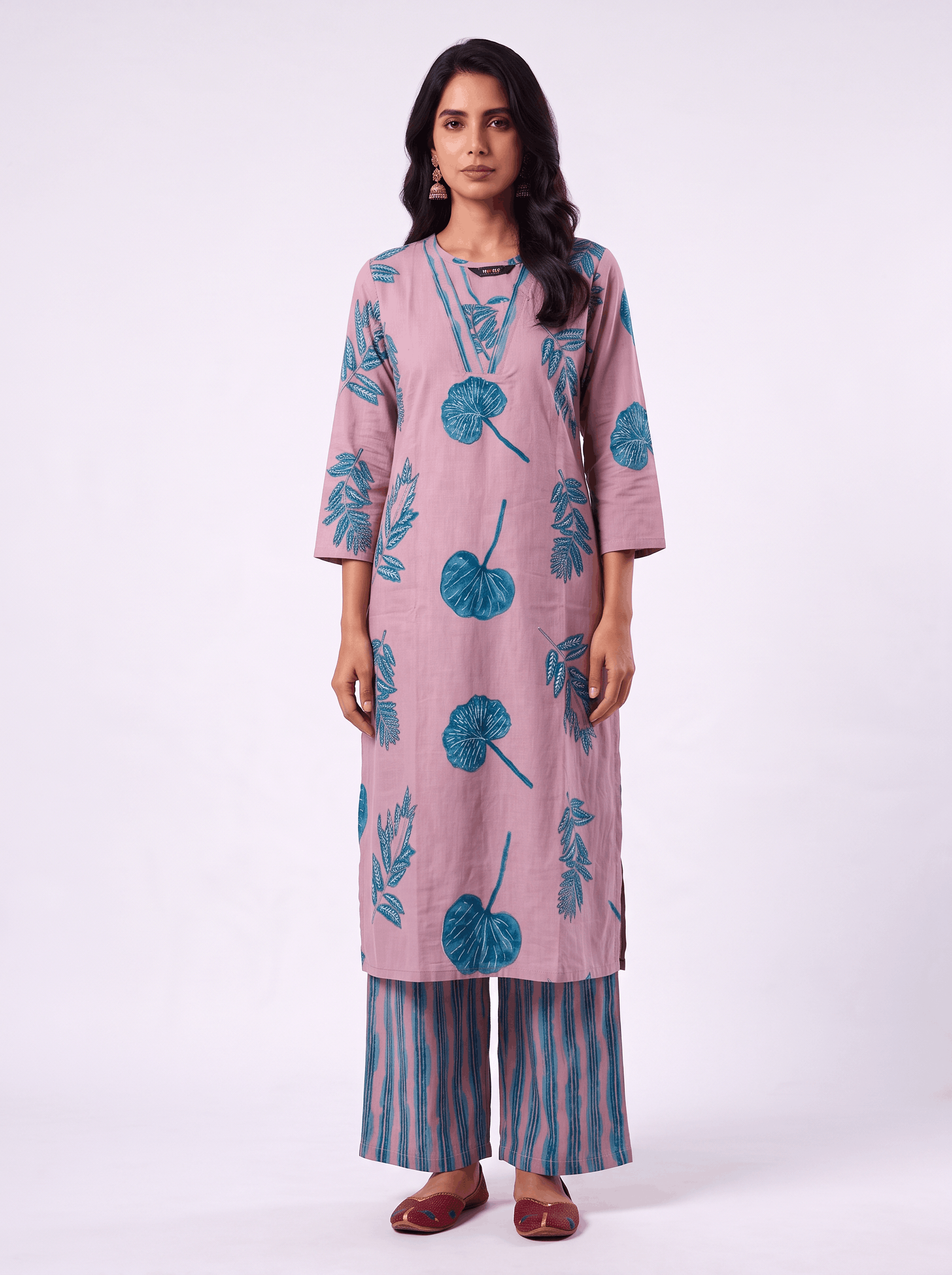 Blush And Teal Cotton 2 Piece Set