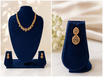 Rose Gold American Diamond Choker With Earrings
