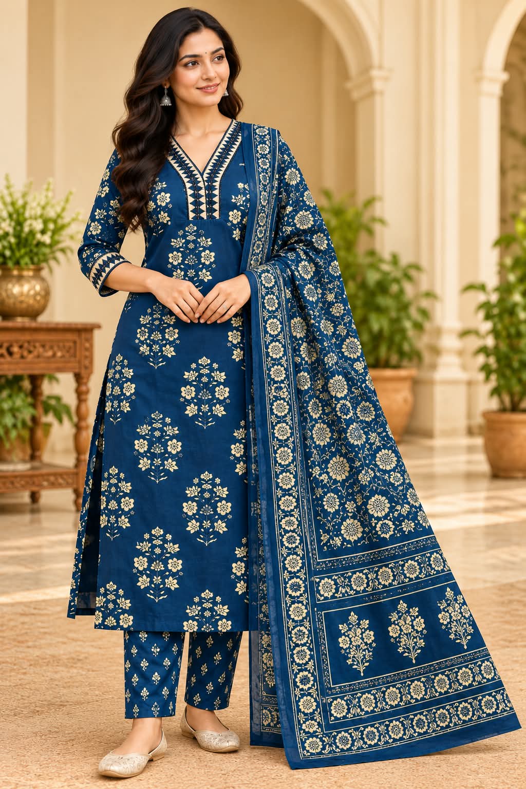 ZARIKA BLUE FLORAL CHURIDAR SET