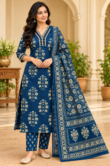ZARIKA BLUE FLORAL CHURIDAR SET