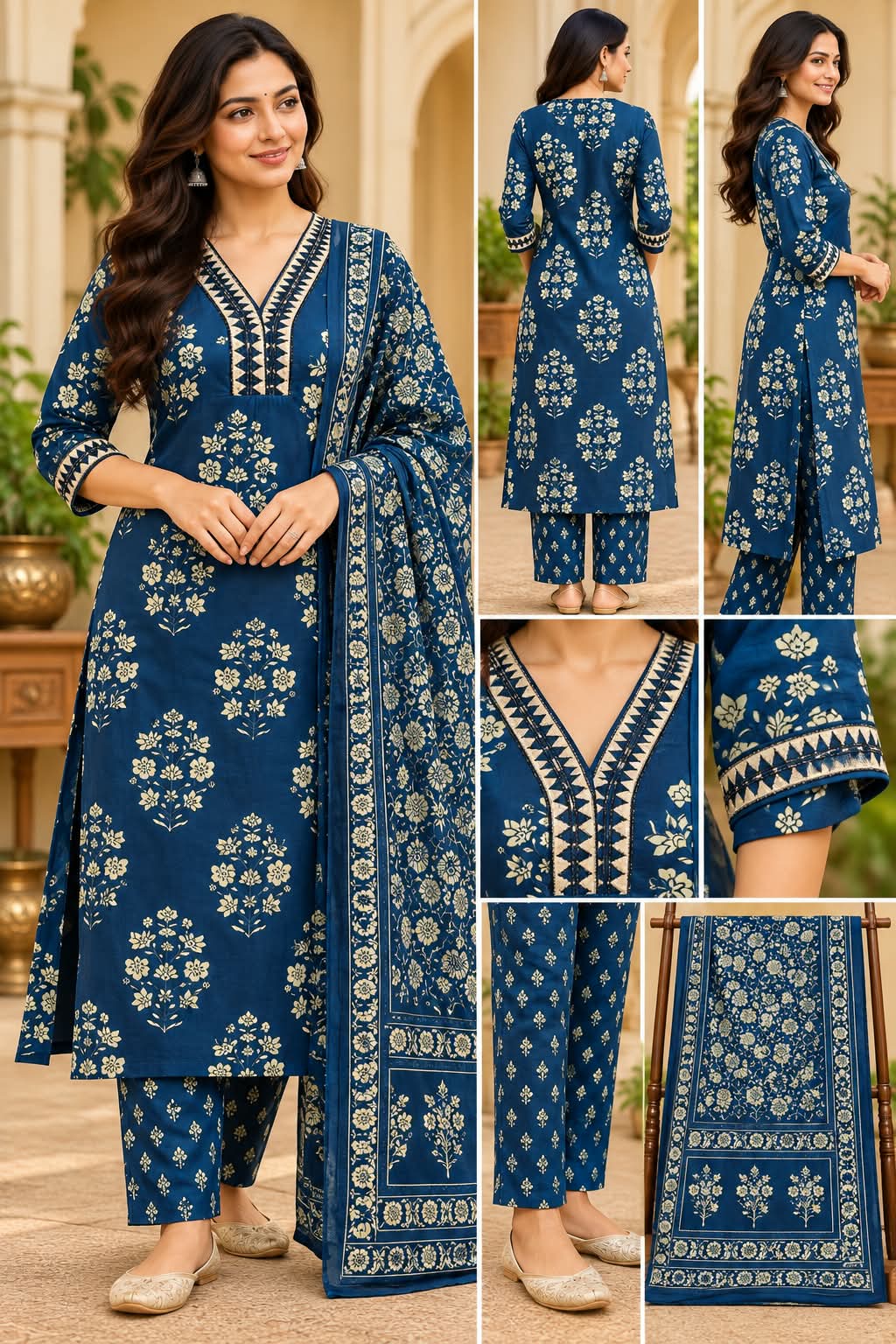 ZARIKA BLUE FLORAL CHURIDAR SET