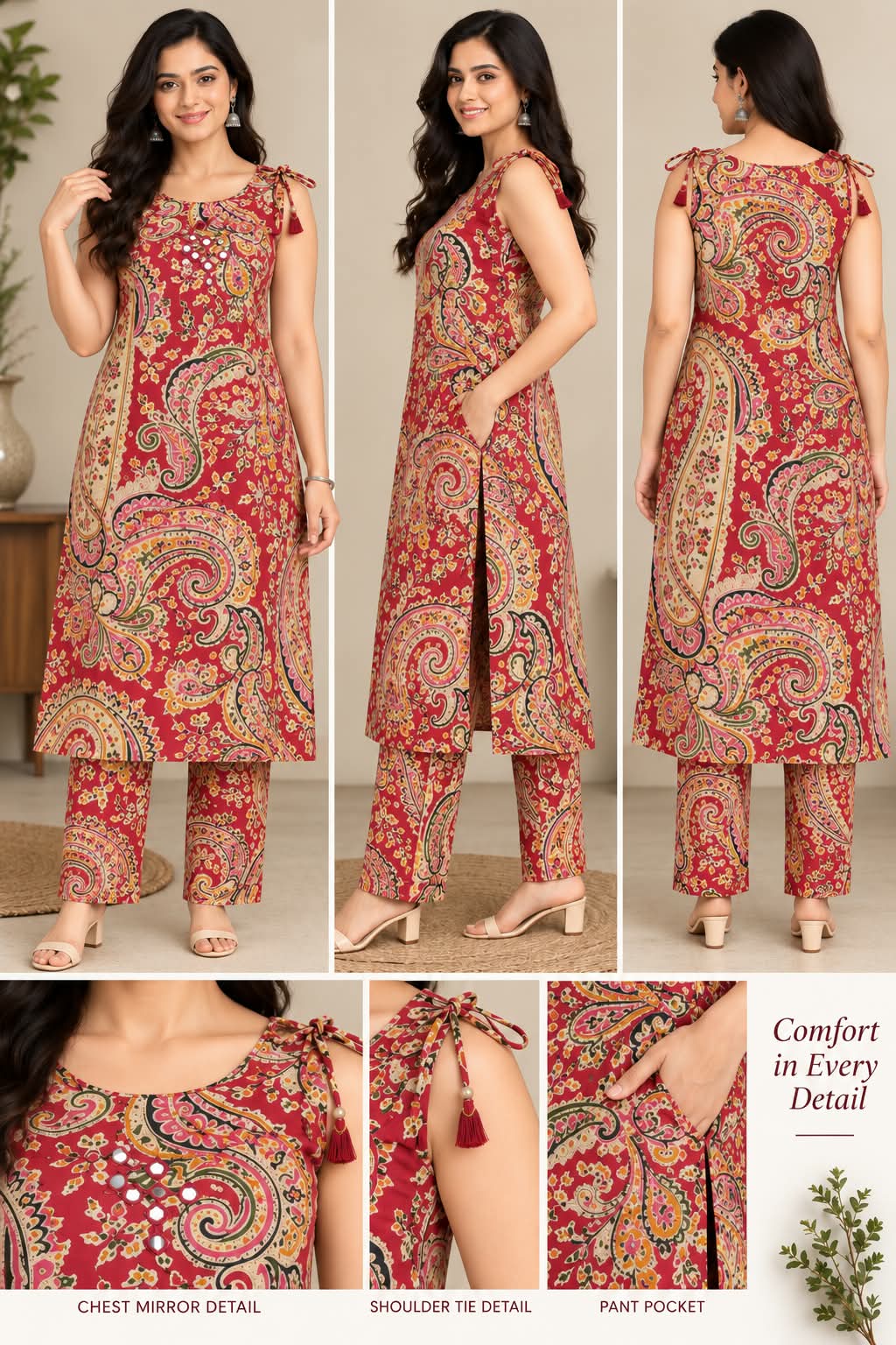 AJRAKH MIRROR CO ORD SET