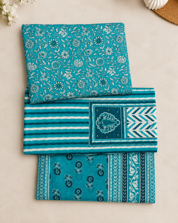 BLUE MALHAR COTTON UNSTITCHED SUITS