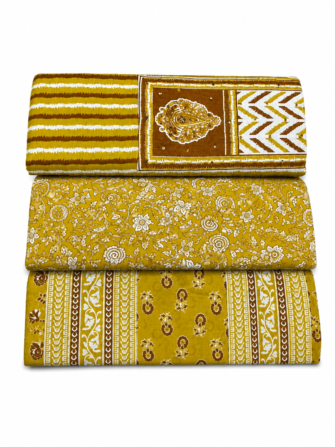 YELLOW MALHAR COTTON UNSTITCHED SUIT