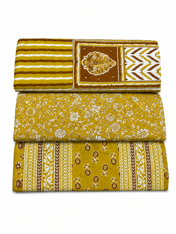 YELLOW MALHAR COTTON UNSTITCHED SUIT