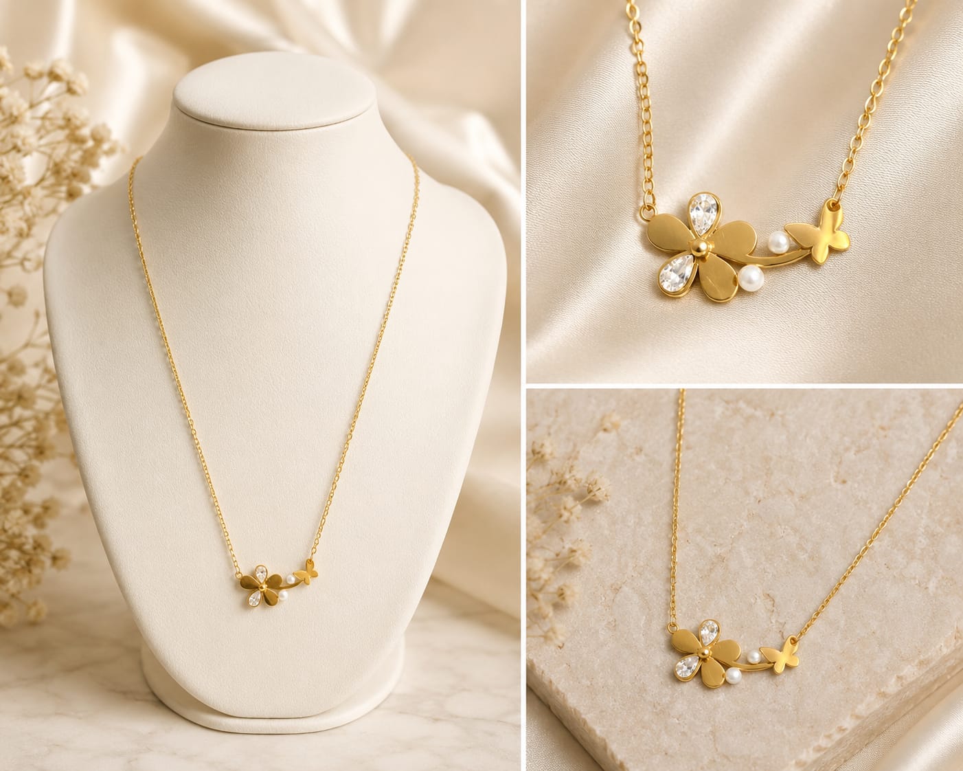 FLOWER BUTTERFLY NECKLACE