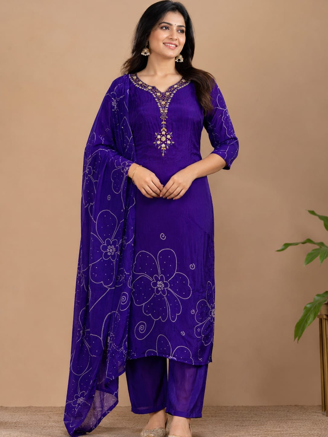 Electric Blue Satin Churidar Set