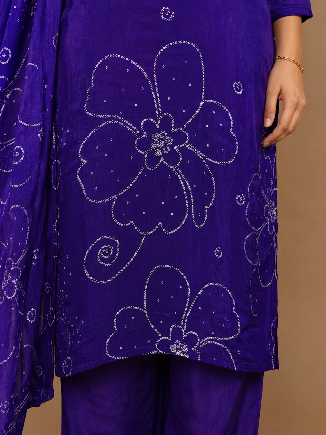 Electric Blue Satin Churidar Set