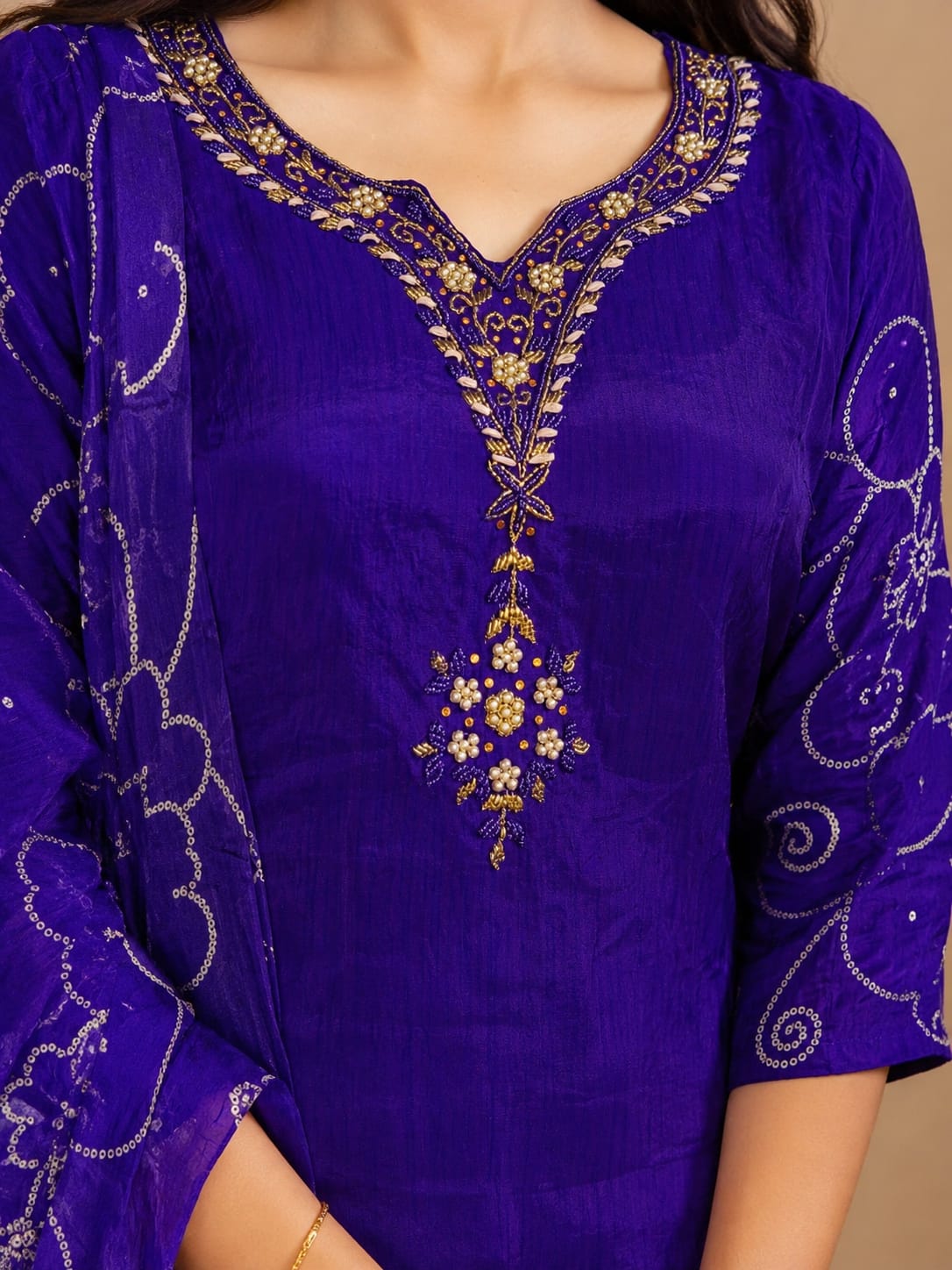 Electric Blue Satin Churidar Set