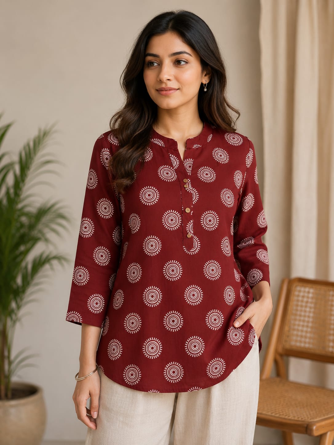 Maroon Chakra Tunic Top