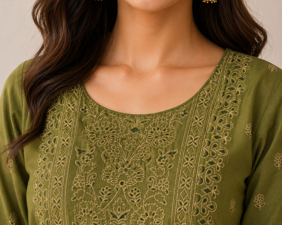 Olive Green Roman Silk Kurta