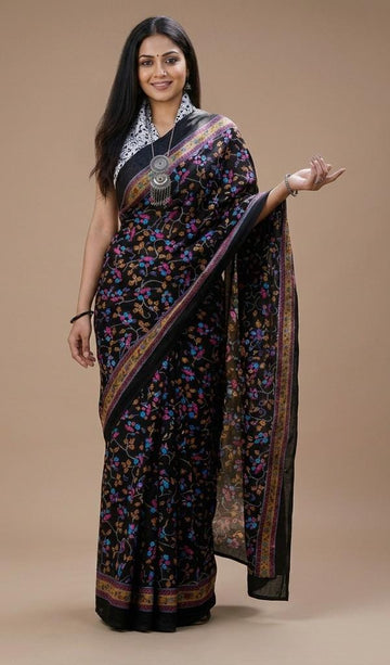 Kusumalata Floral Print Cotton Saree