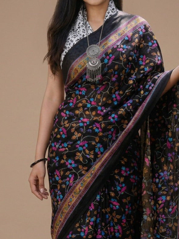 Kusumalata Floral Print Cotton Saree