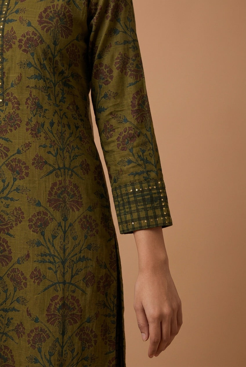 Olive Petal Rayon Unstitched Suits