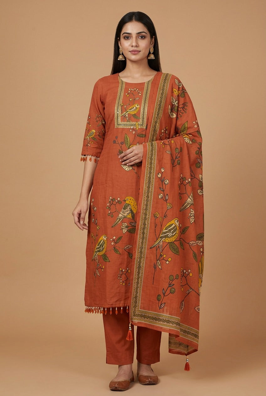 Rust Bird Pure  Mu Lcotton Set