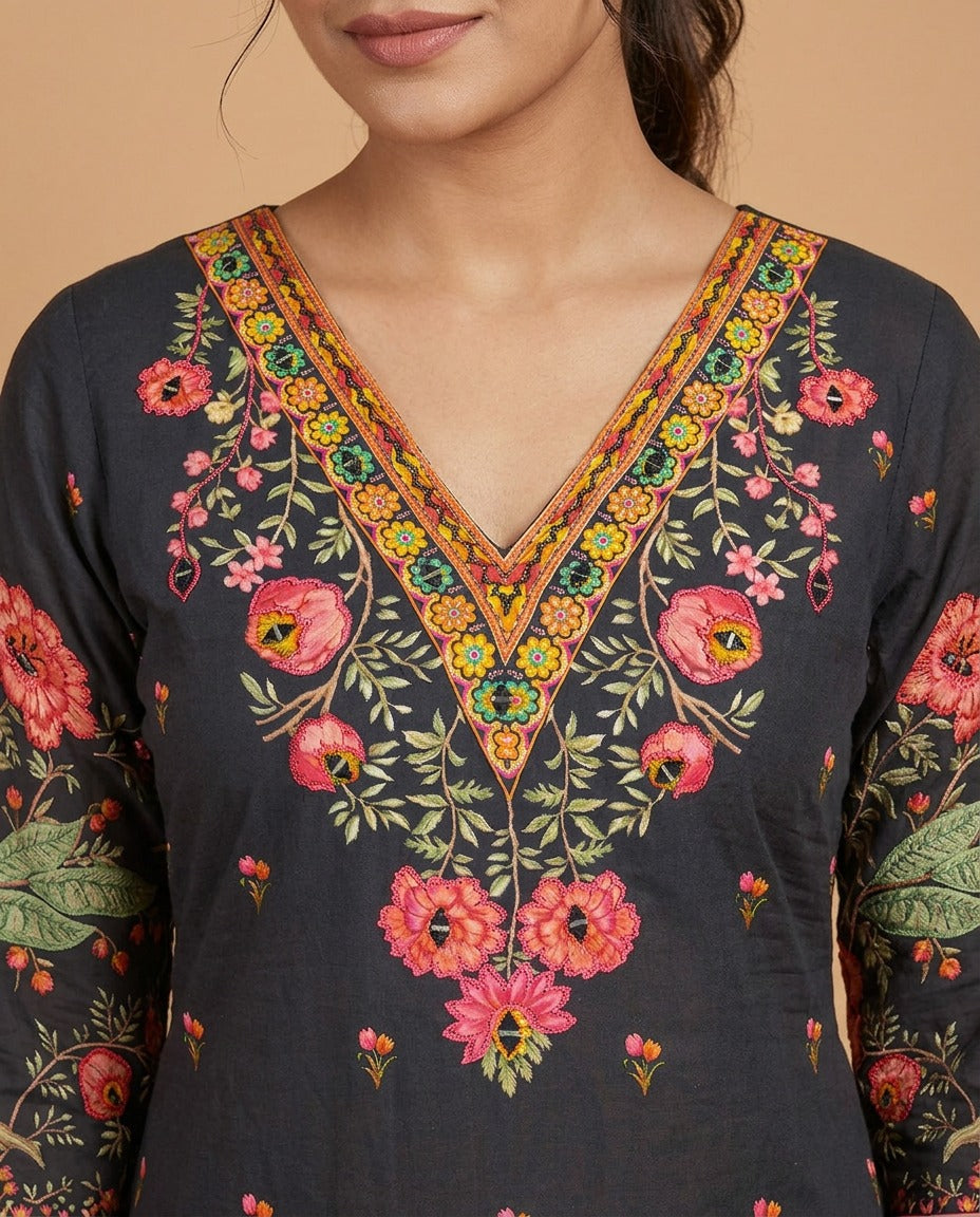 Black Beauty Cotton Churidar Set