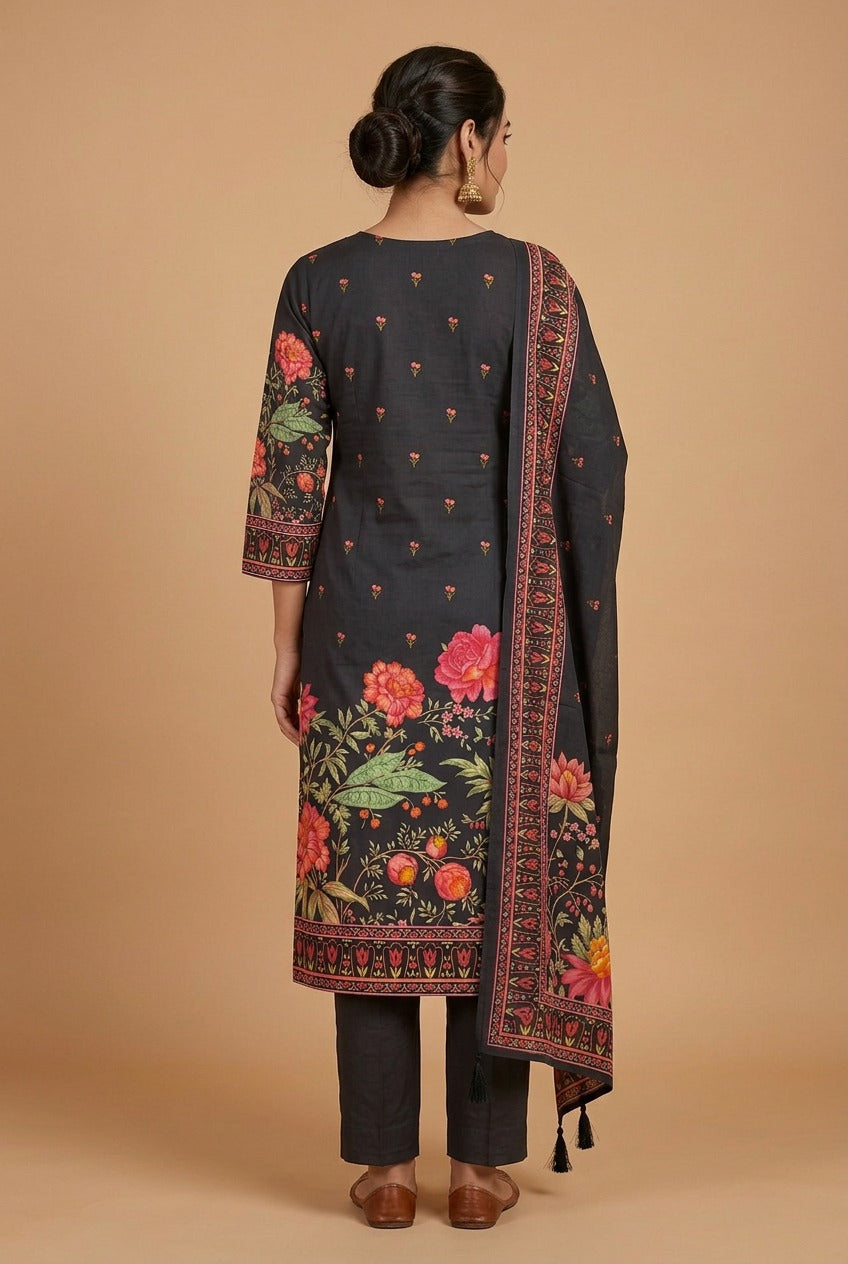 Black Beauty Cotton Churidar Set