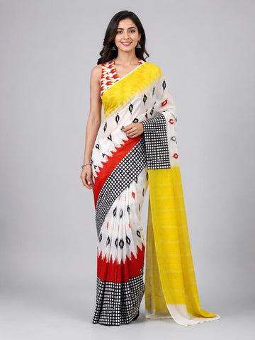 Ikat Print Cotton Saree