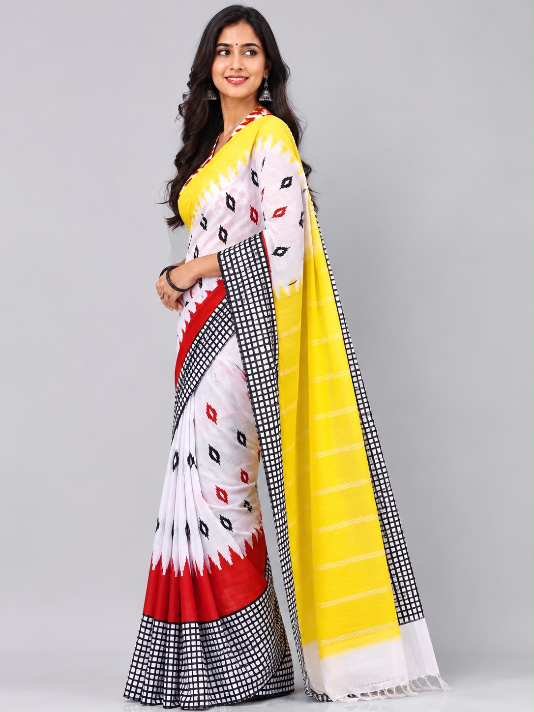 Ikat Print Cotton Saree