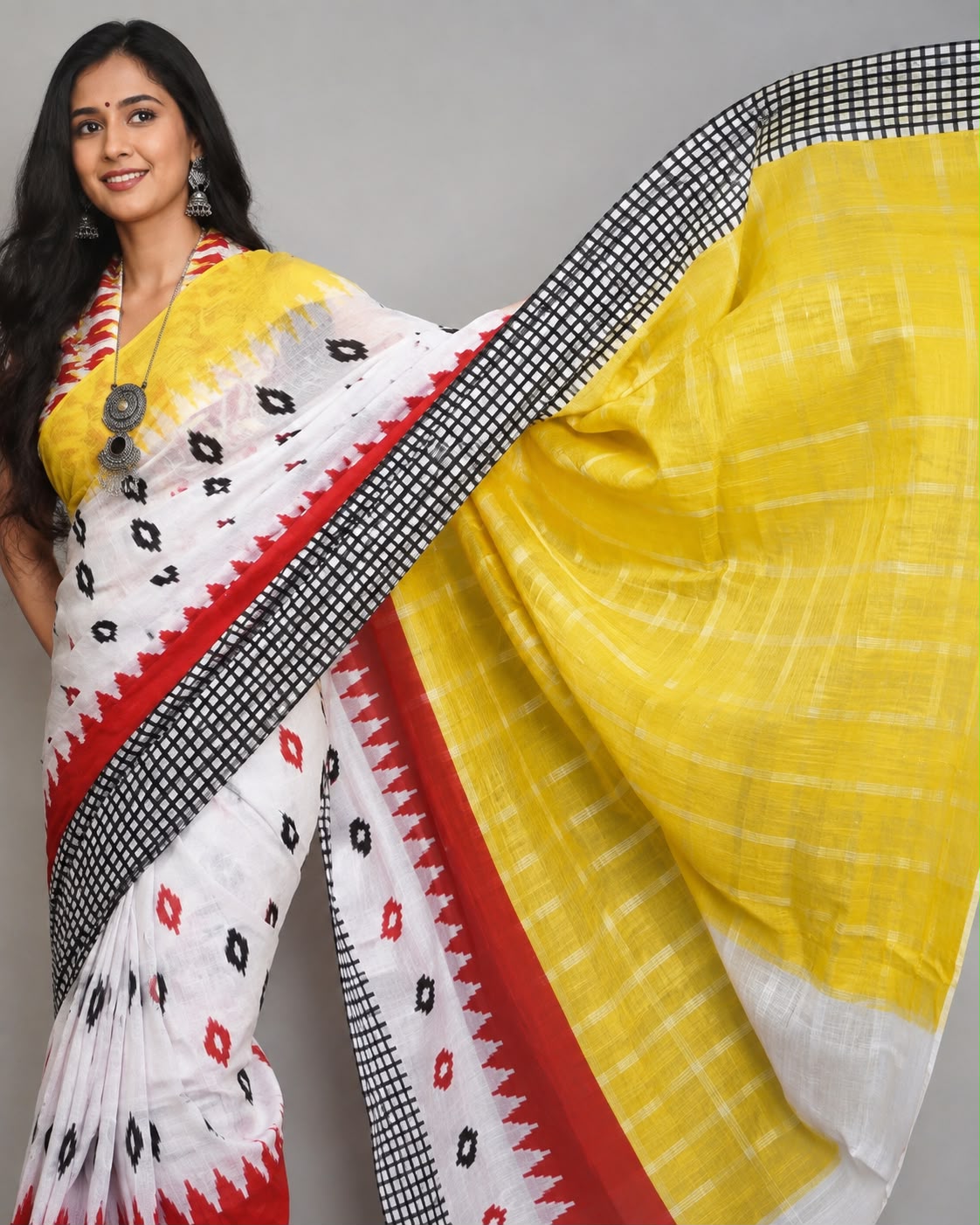 Ikat Print Cotton Saree