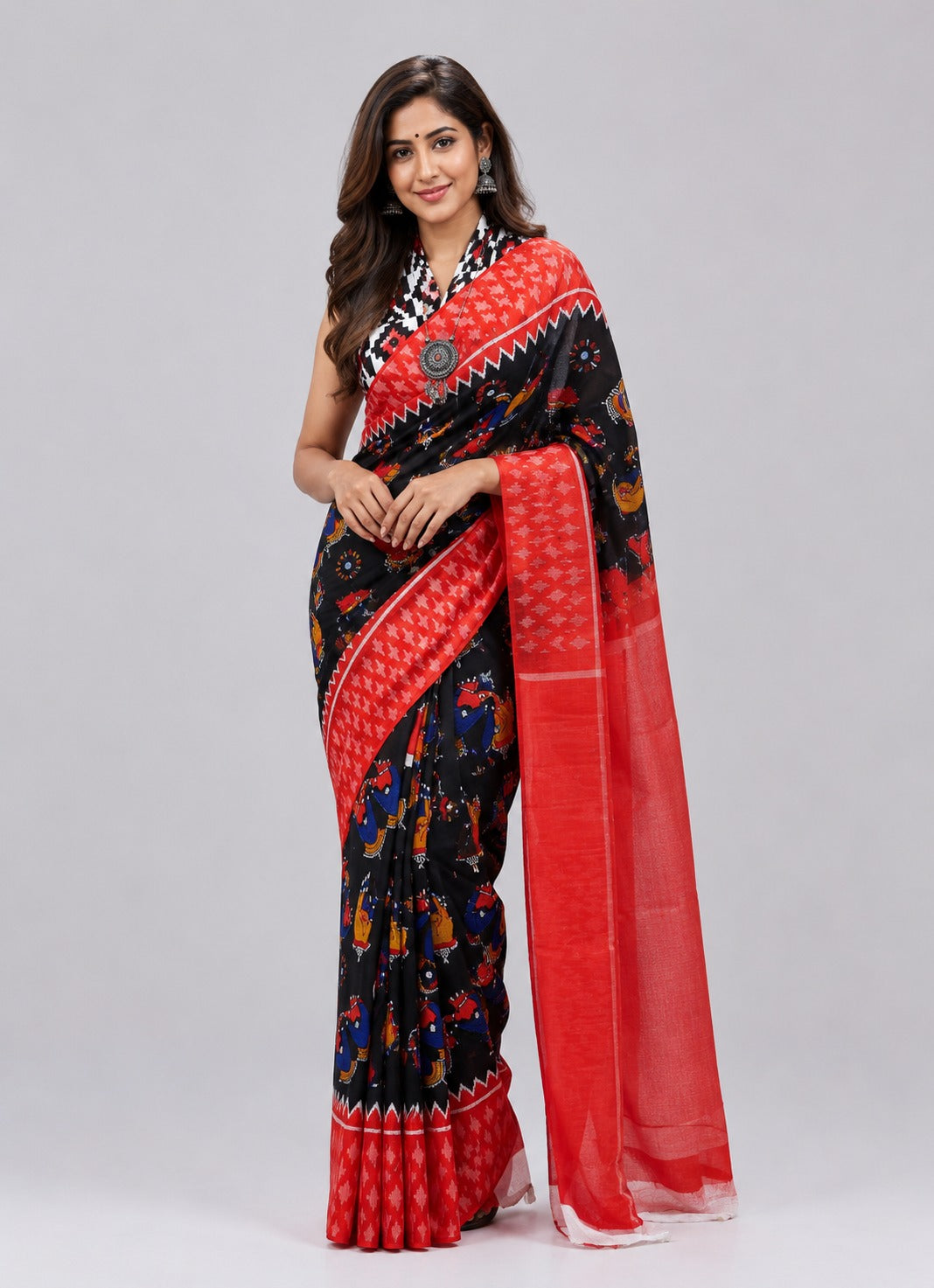 Mudra - Black Mul Cotton Saree