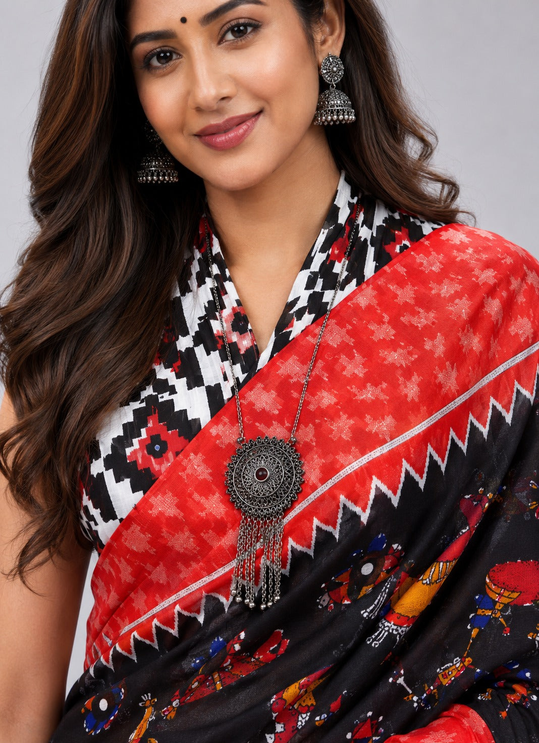 Mudra - Black Mul Cotton Saree