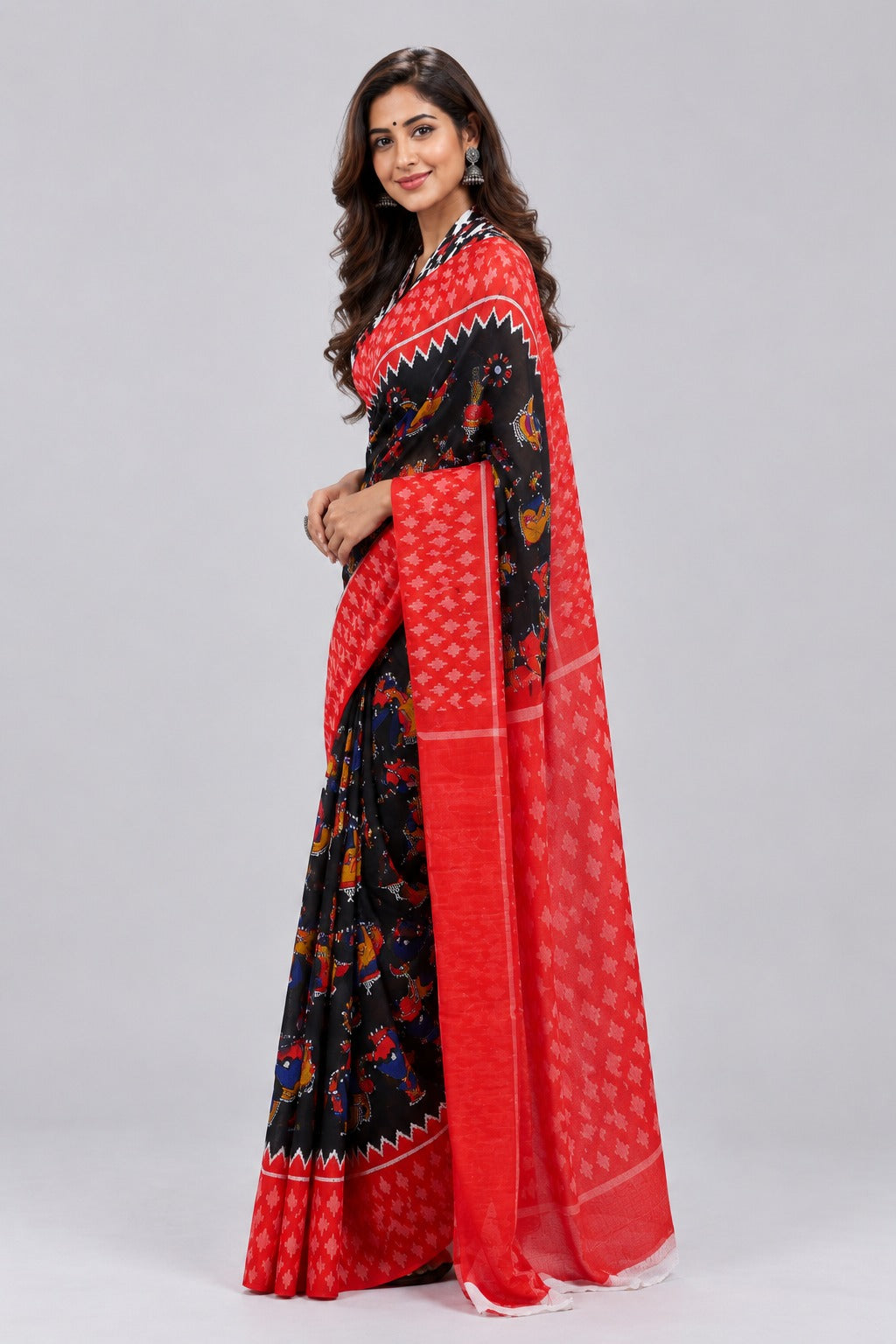Mudra - Black Mul Cotton Saree