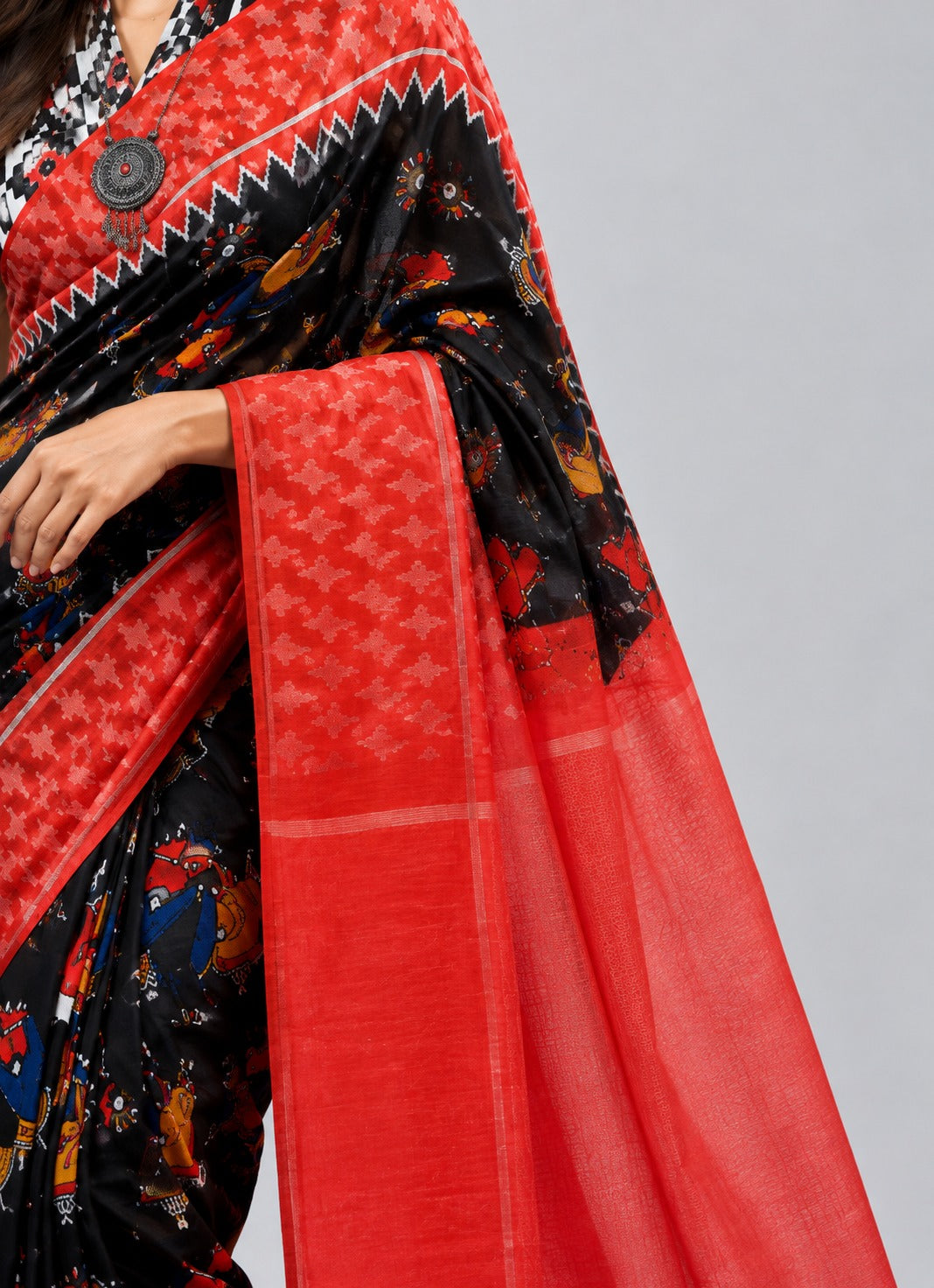 Mudra - Black Mul Cotton Saree
