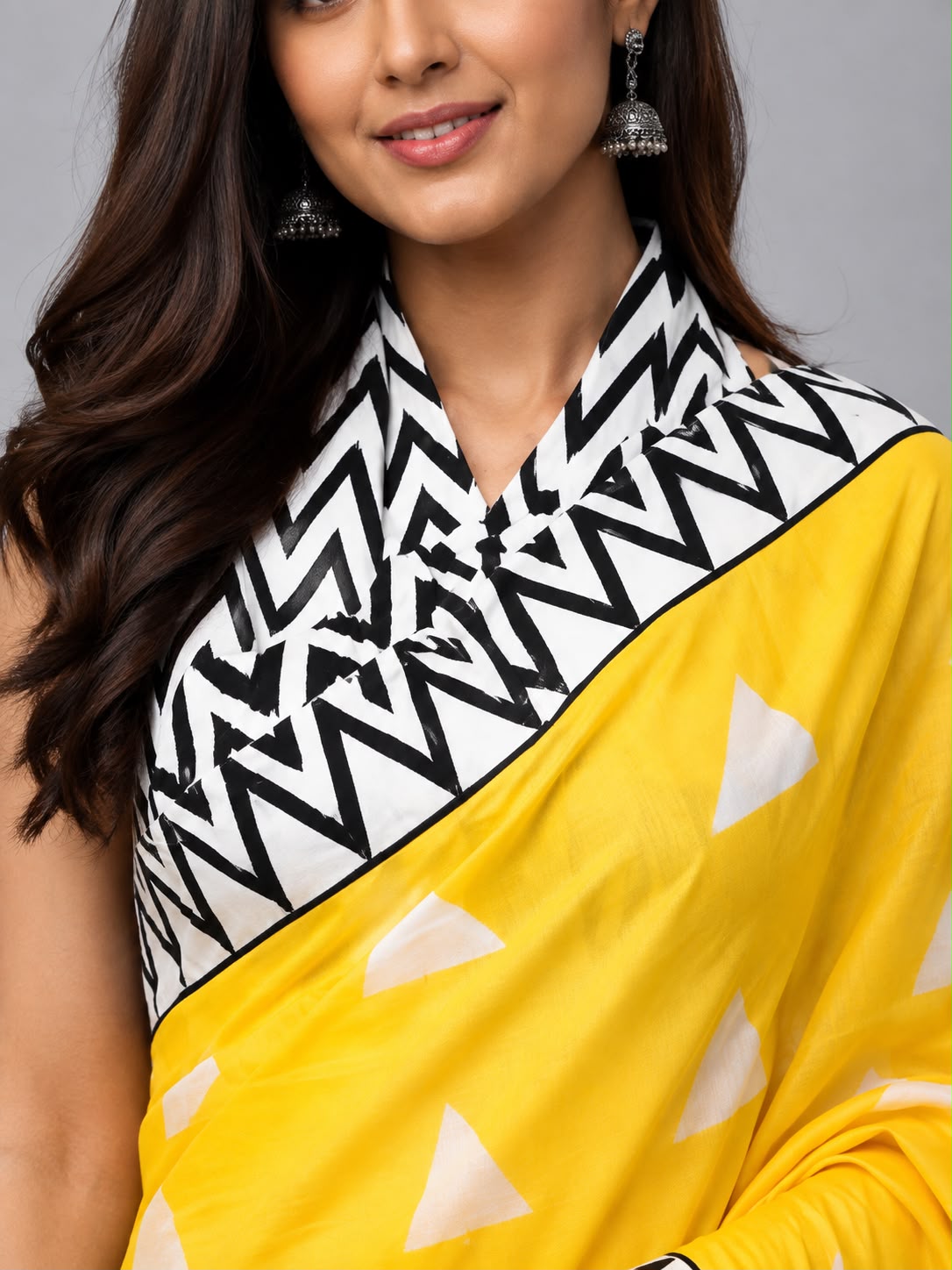 Haldi Trikon Cotton Saree