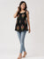 BLACK SANGANERI SHOULDER TIE SHORT KURTHA