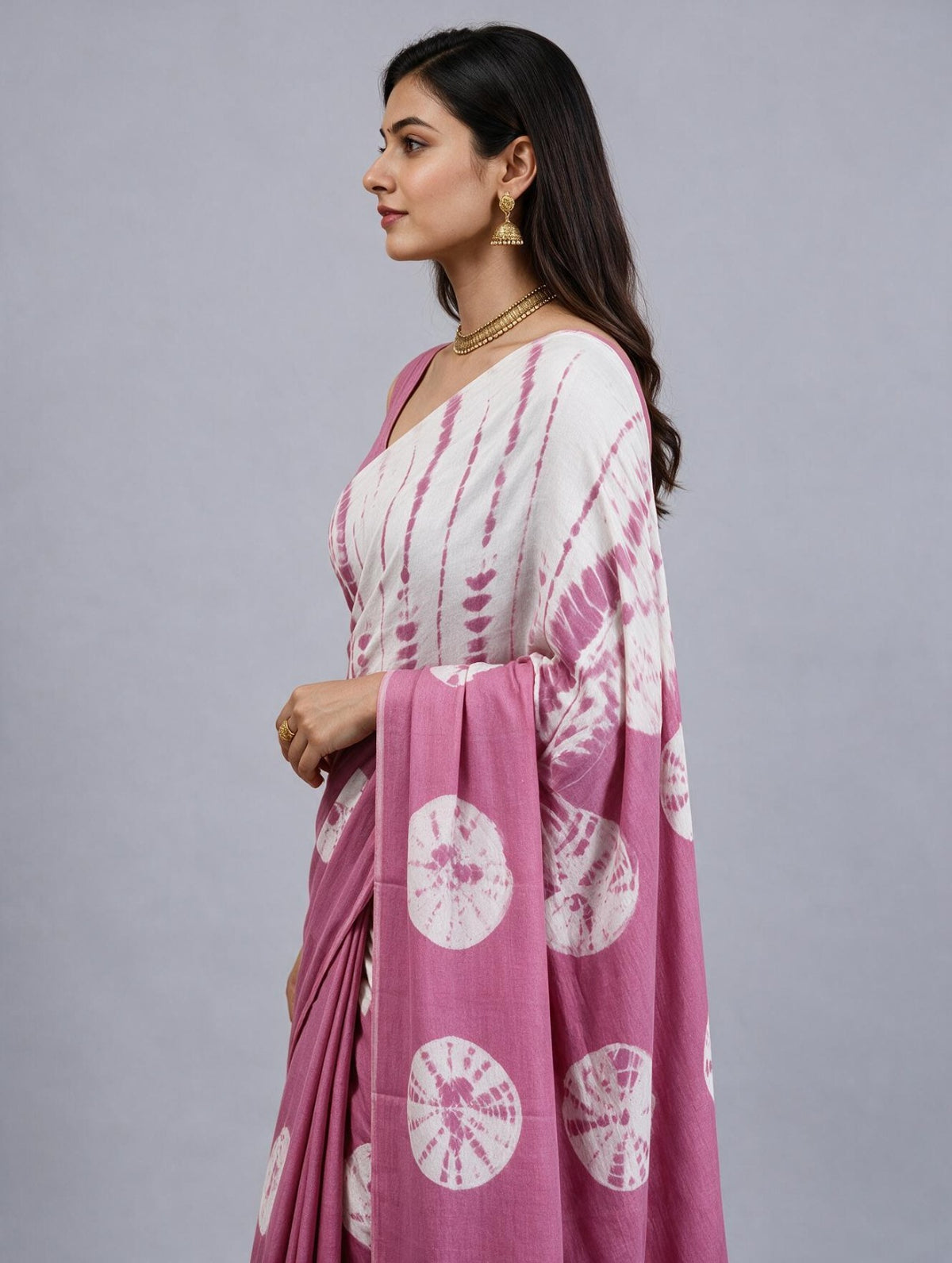 Pink Tie & Die Cotton Saree