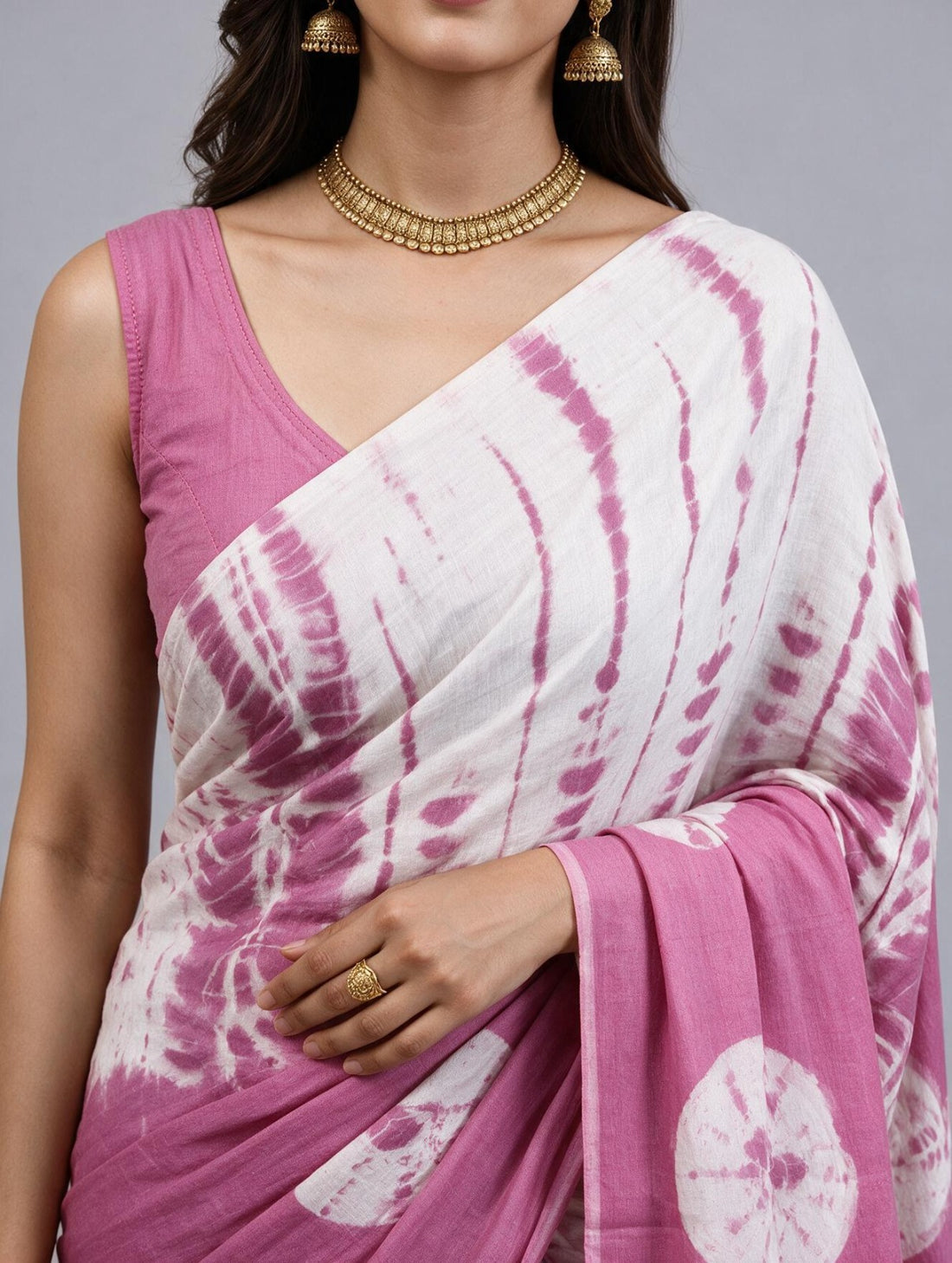 Pink Tie & Die Cotton Saree