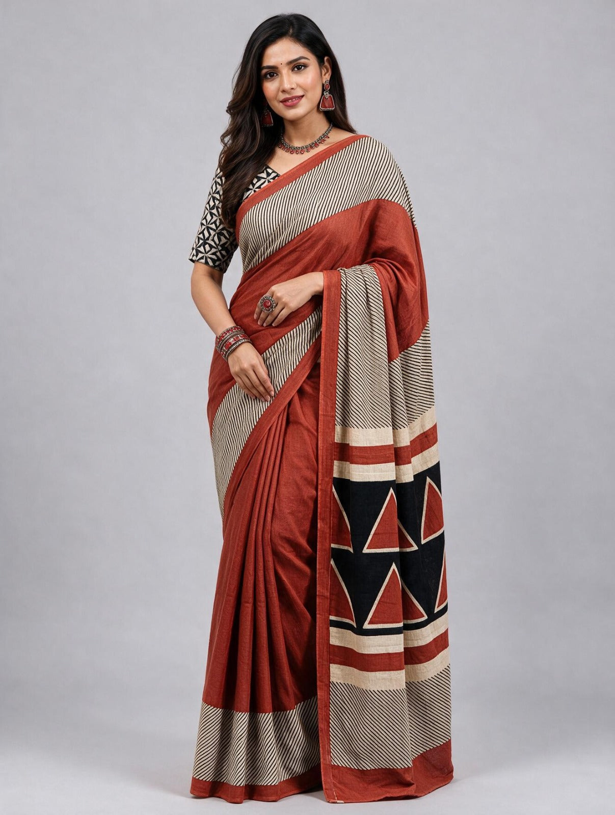 Teracotta Cotton Saree