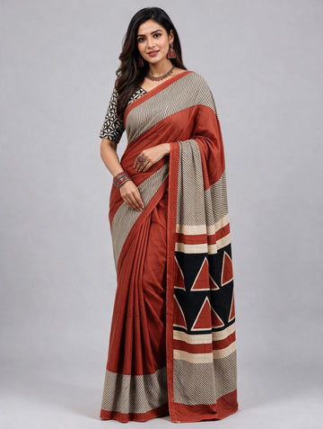 Teracotta Cotton Saree
