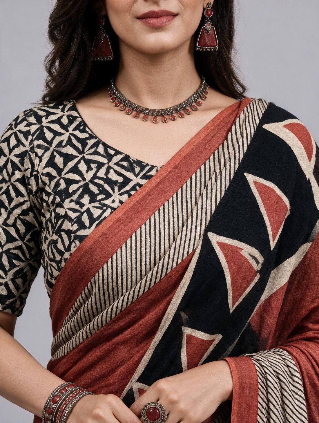 Teracotta Cotton Saree