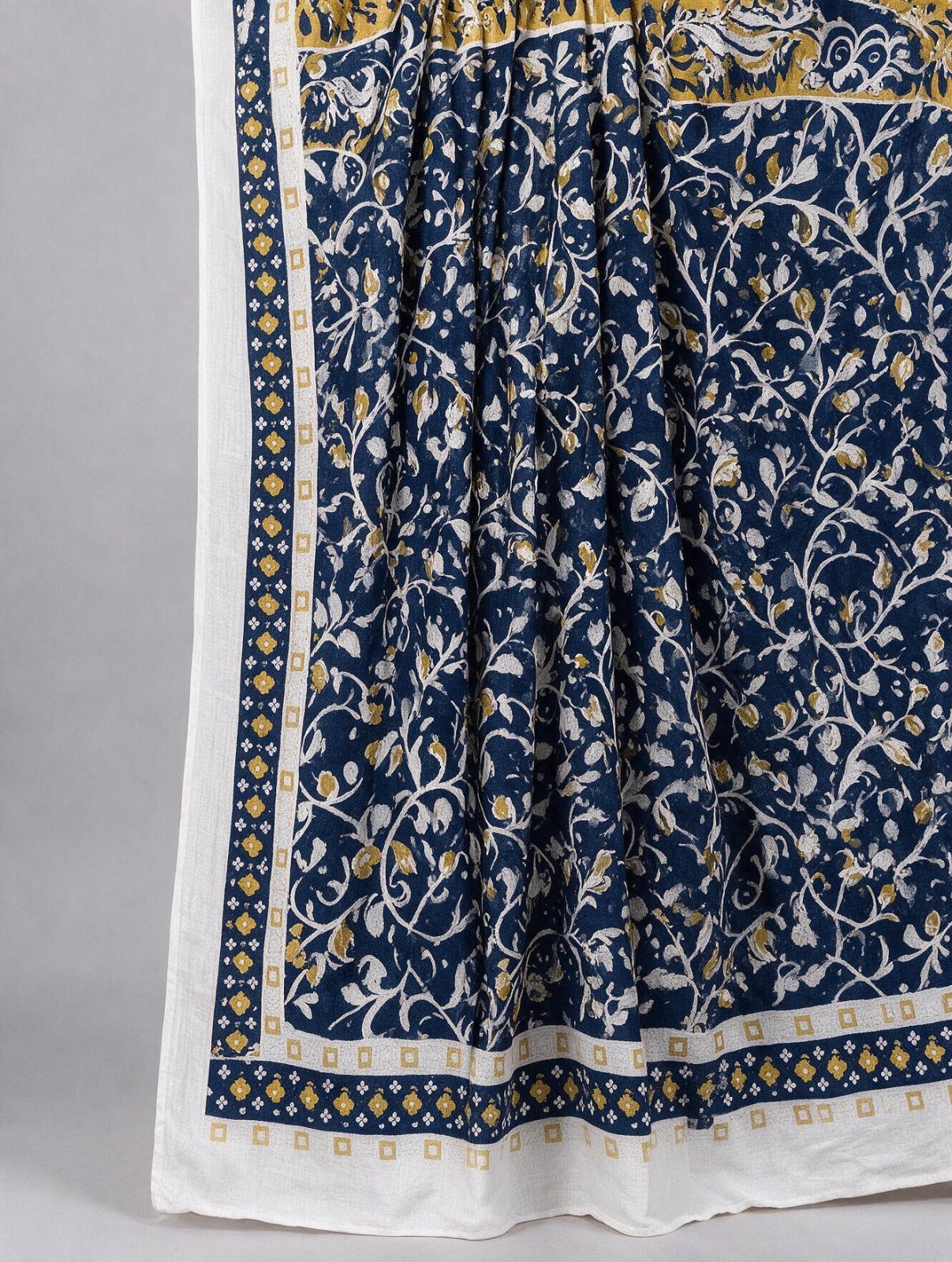Navy Blue Kalamkari Cotton Saree