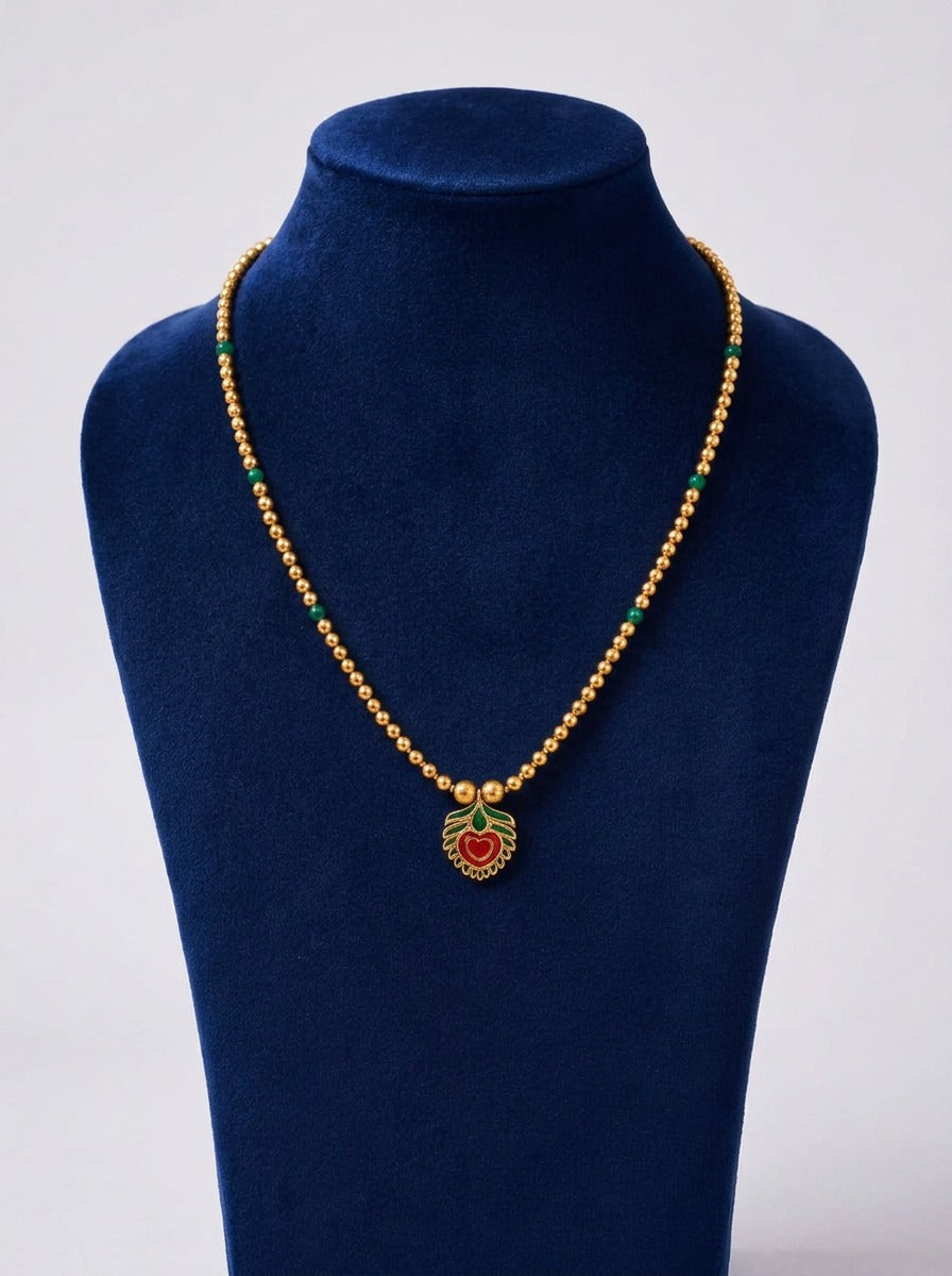 Mani Mala With Multicolour Pendant Leaf