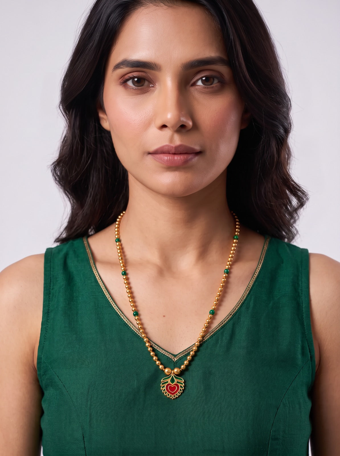 Mani Mala With Multicolour Pendant Leaf