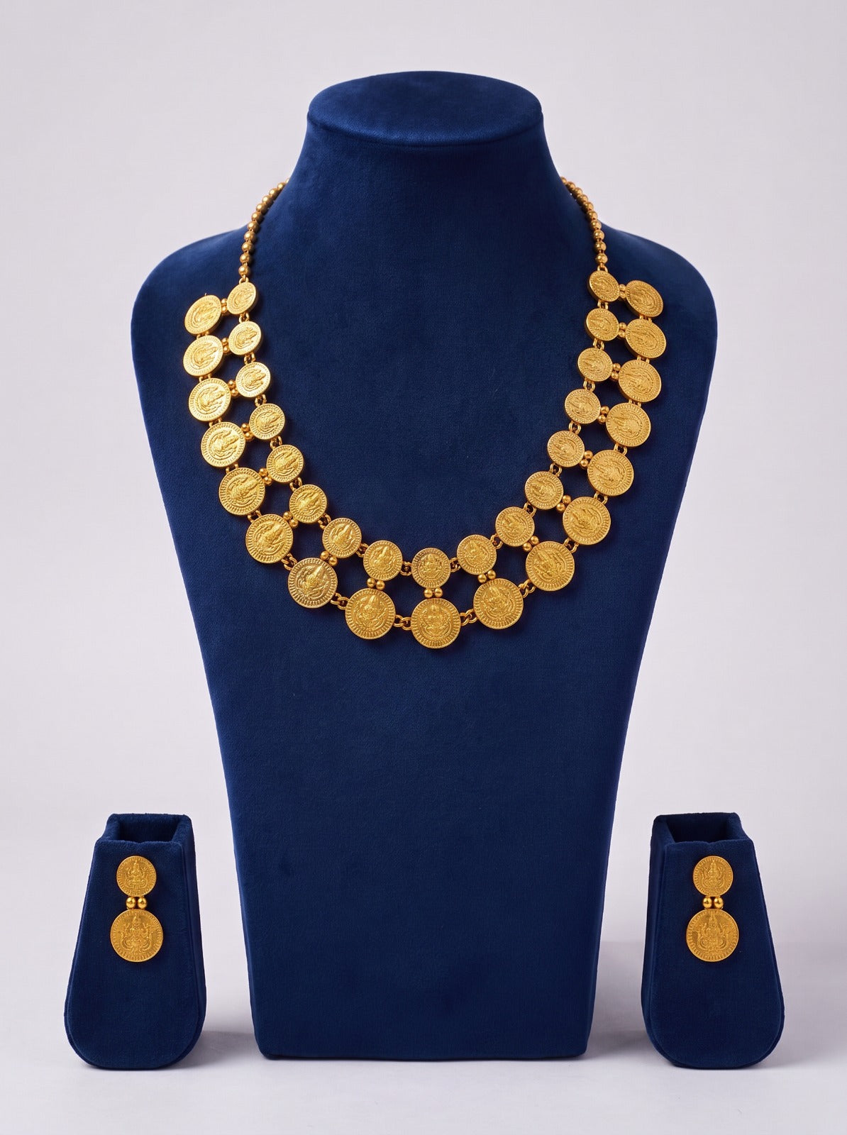 Double Layered Coin Necklace With Earrings.