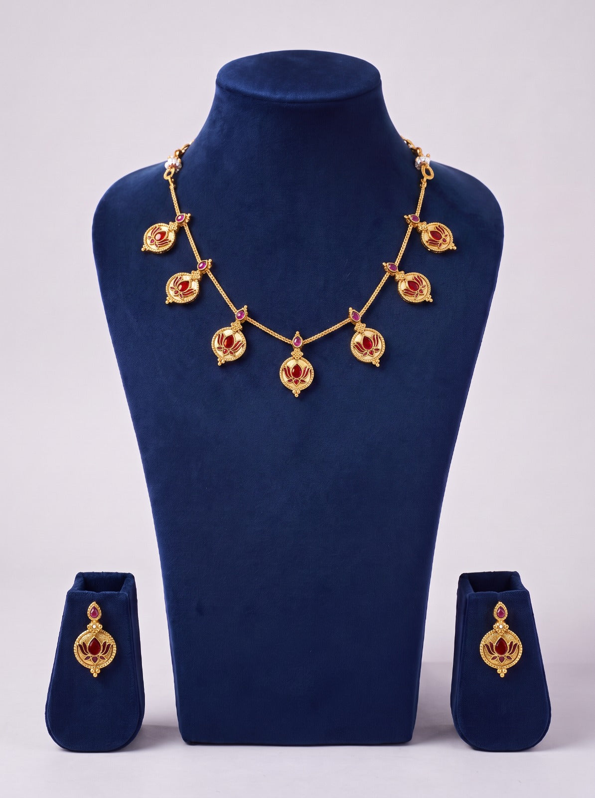 Coin Lotus Necklace With Earrings
