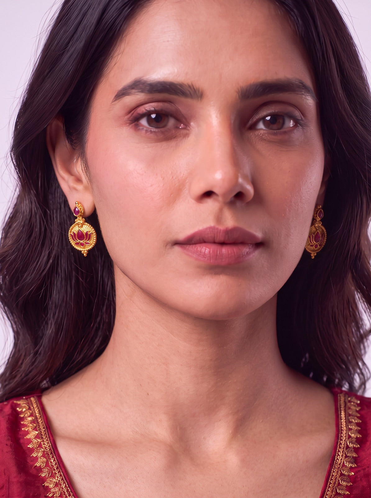 Coin Lotus Necklace With Earrings