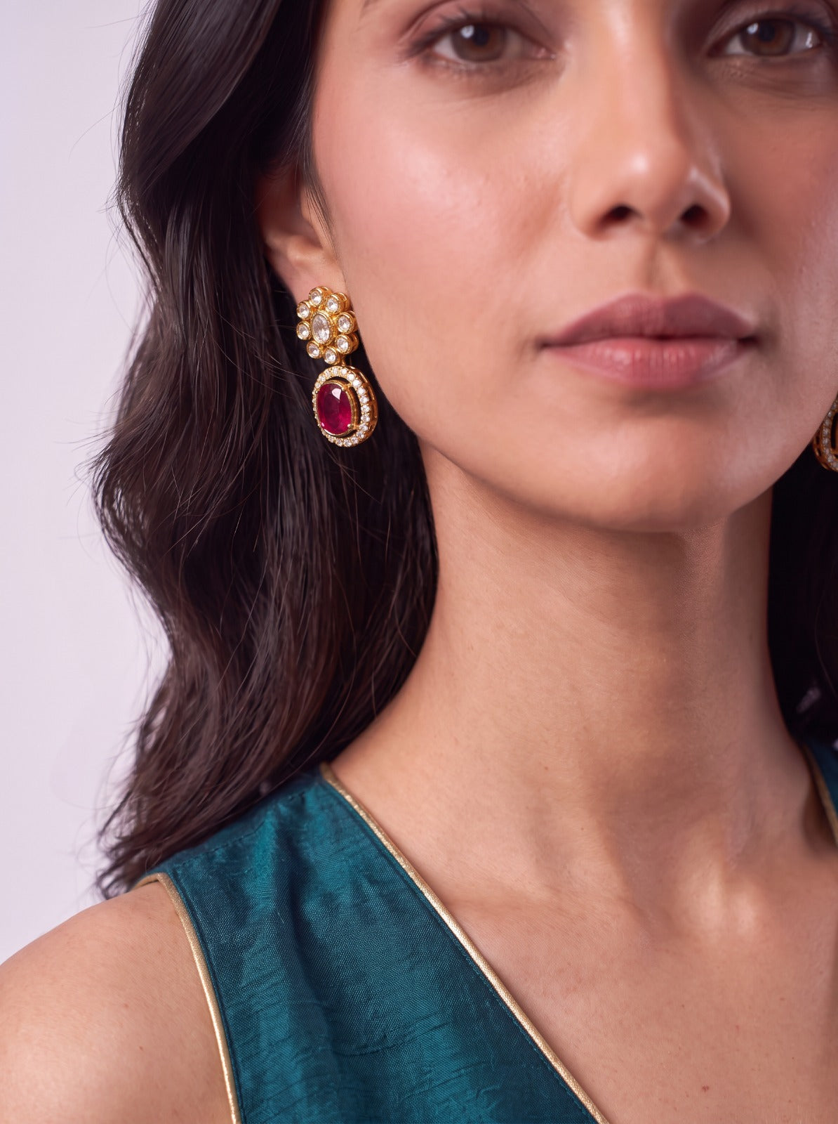 Multistone American Diamond Necklace With Earings